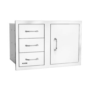 30″ Stainless-Steel 3 Drawer Door Combo with Reveal